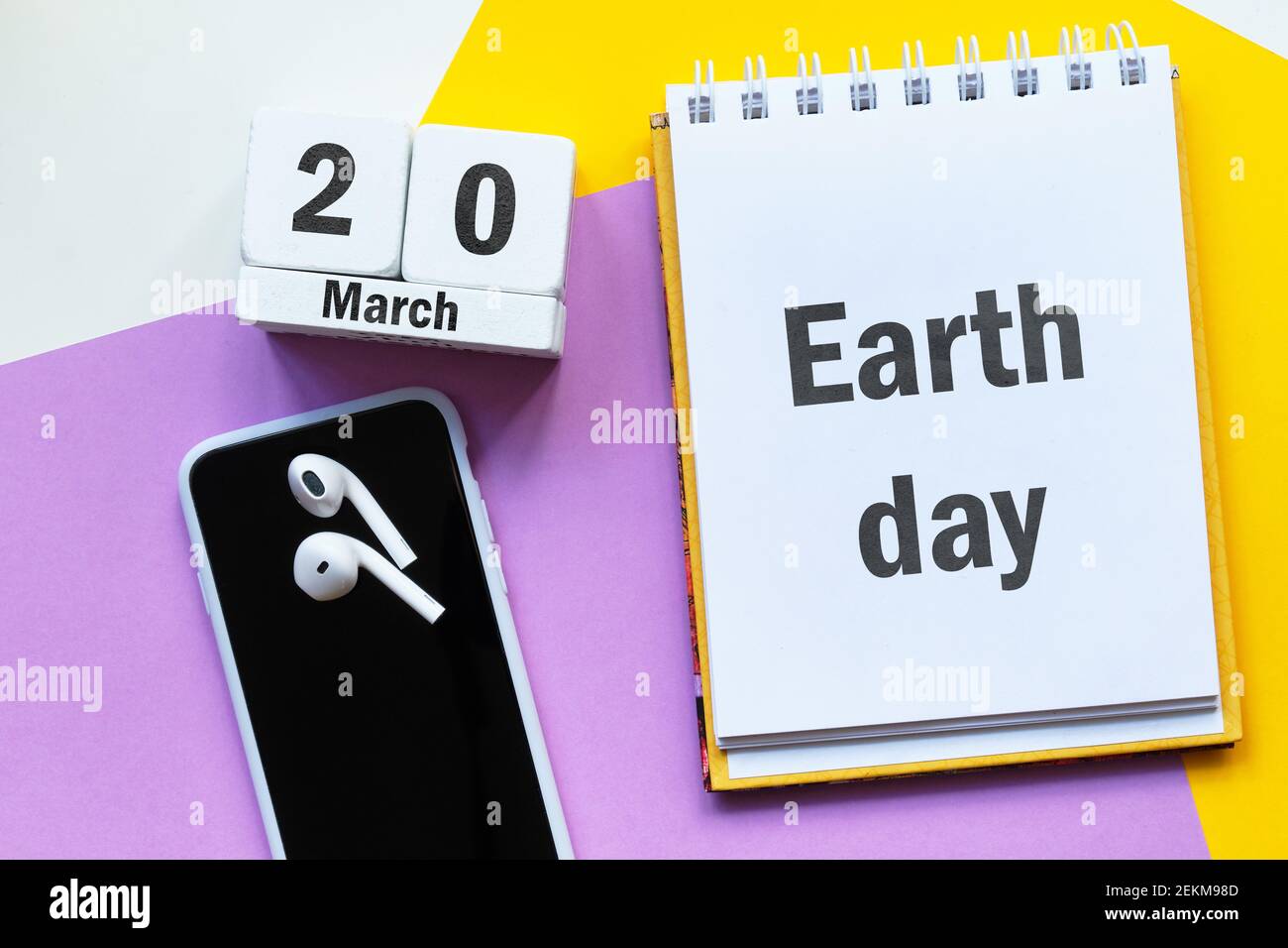 Erde Tag des Frühlings Monat Kalender märz. Stockfoto