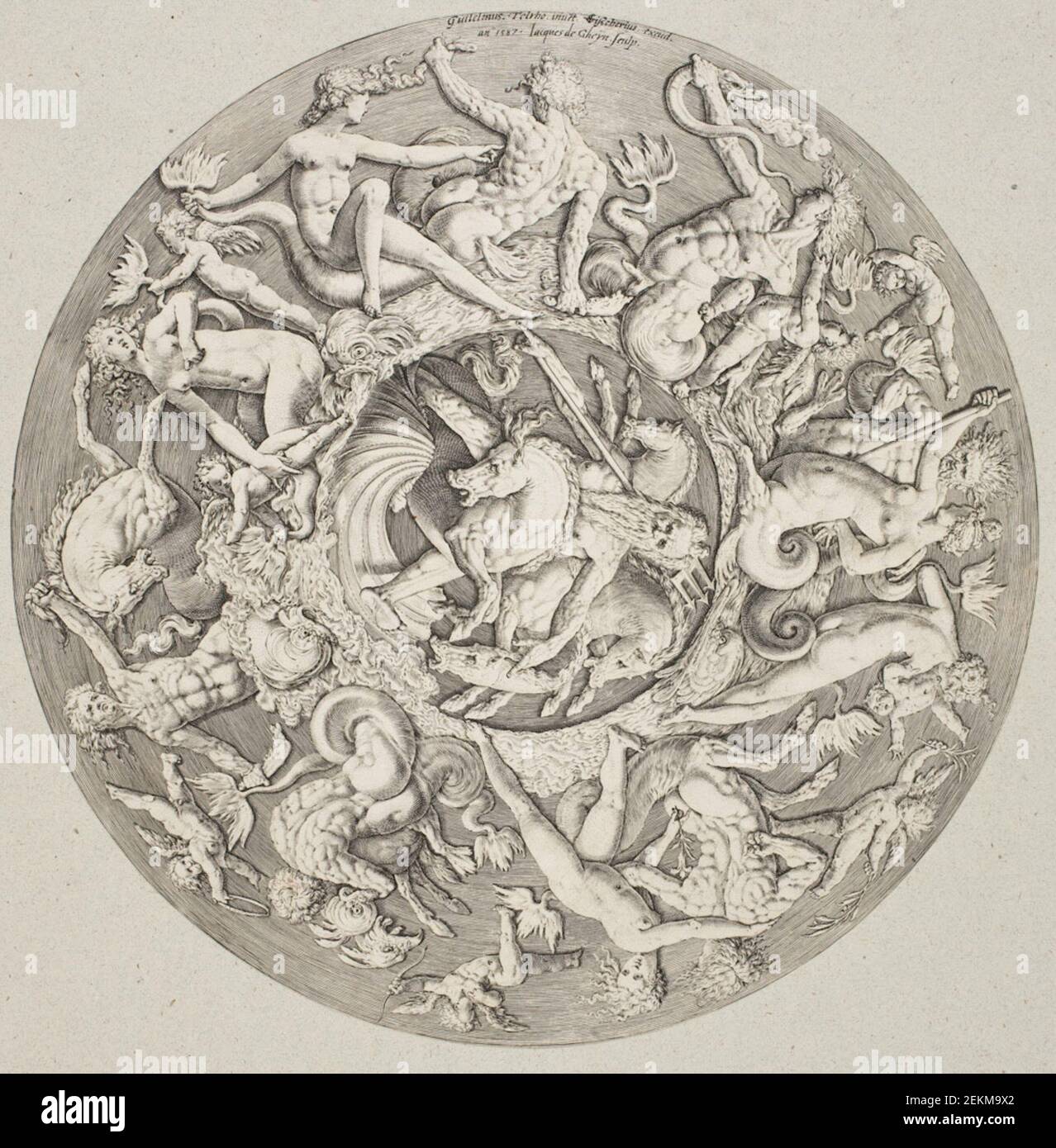 Jacques de Gheyn II. (1567-1629); Willem Danielsz. Van Tetrode (1526-1675), Neptun Rige, 1587 Stockfoto