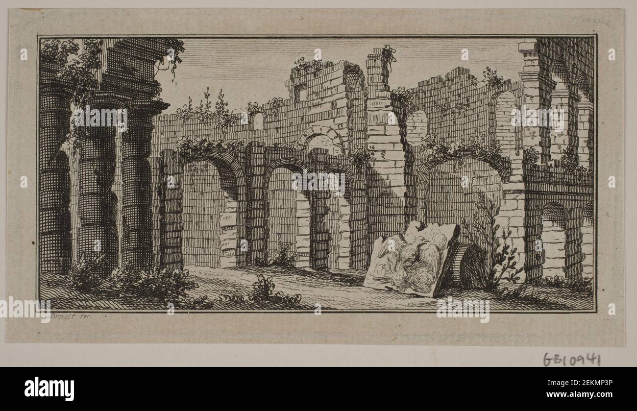 J.F. Clemens (1748-1831); Frederik Ludvig Bradt (1747-1829), große Ruine mit mehrstöckigen Bögen, UM 1778 Stockfoto