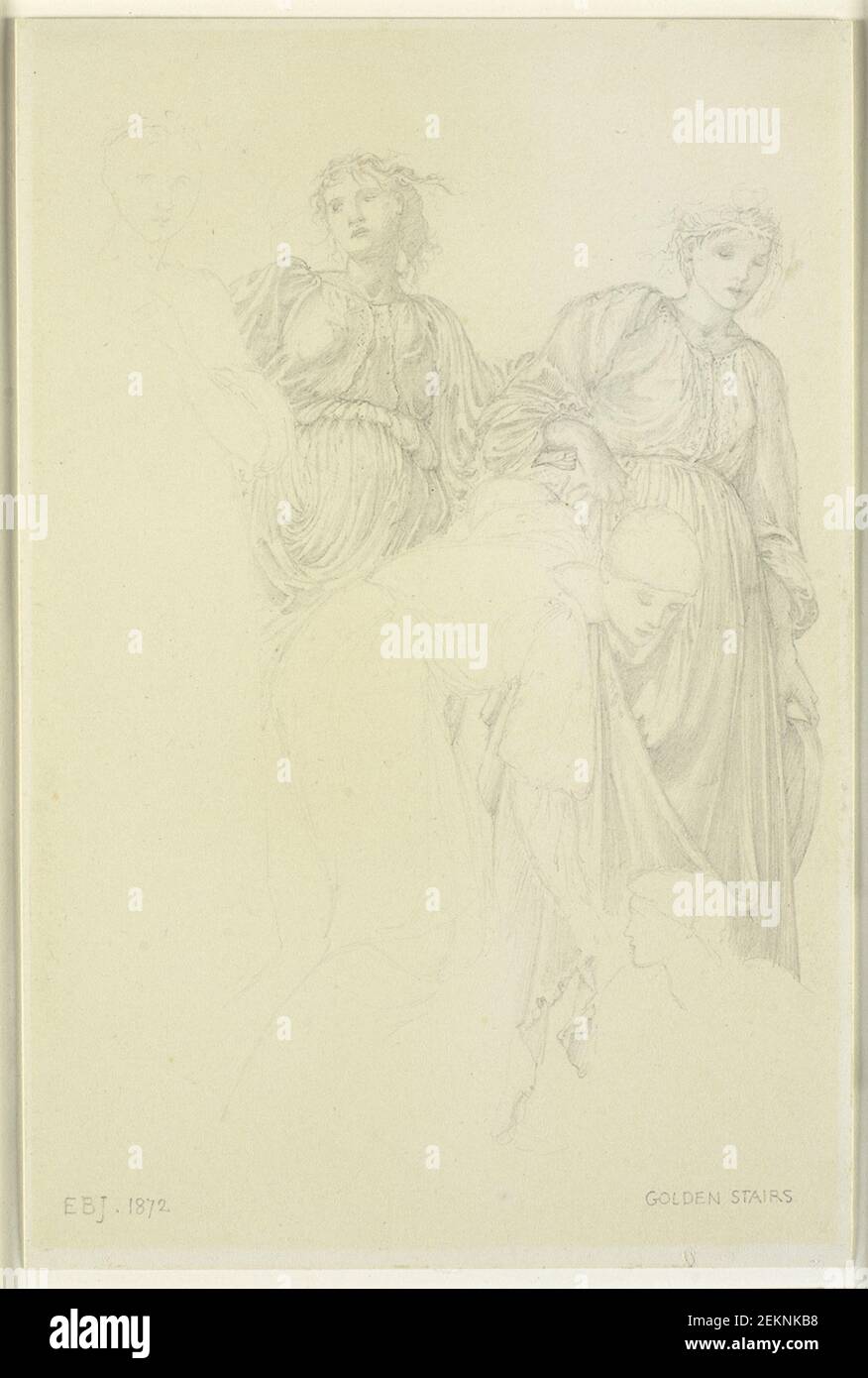 Edward Coley Burne-Jones (1833-1898), Gruppe von Frauen. Federnd für das Gemälde 'die goldene Treppe', 1872 Stockfoto