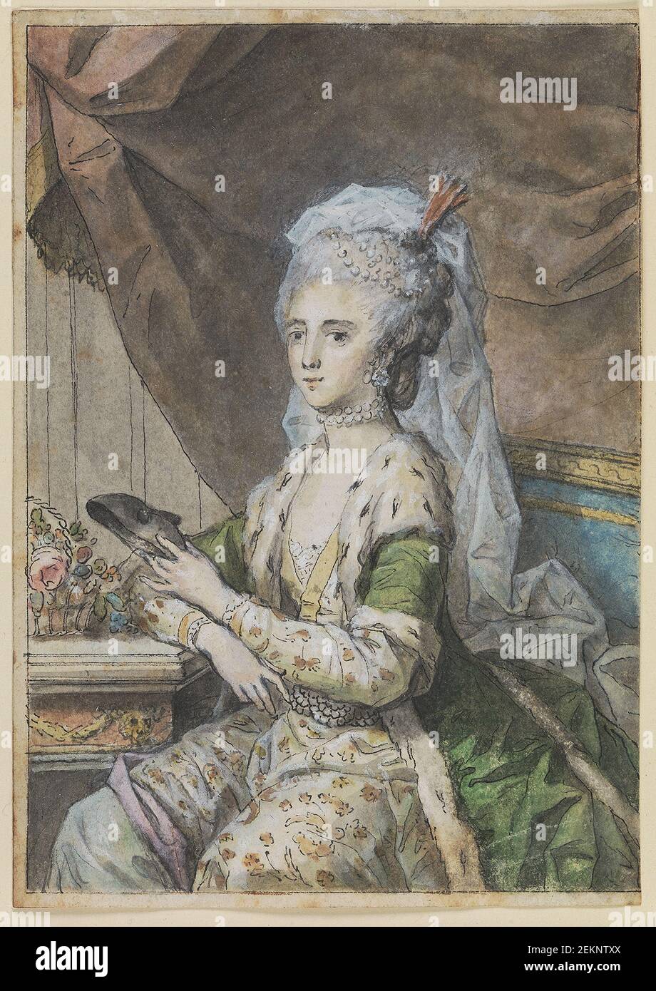 Cornelius Hoeyer (1741-1804), Louise (1750-1831), Prinzessin von Dänemark, verheiratet 1766 mit Landgrev Carl von Hessen-Cassel, Baerer Türkische Tracht, (1772) Stockfoto