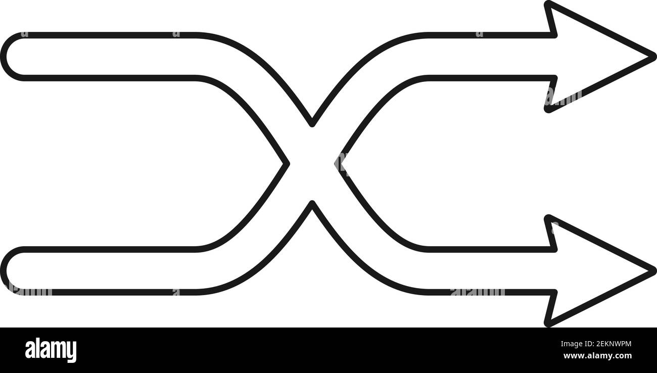 Shuffle Playlist-Taste oder Zufallszyklus Audio-Steuerung in Vektor Symbol Stock Vektor