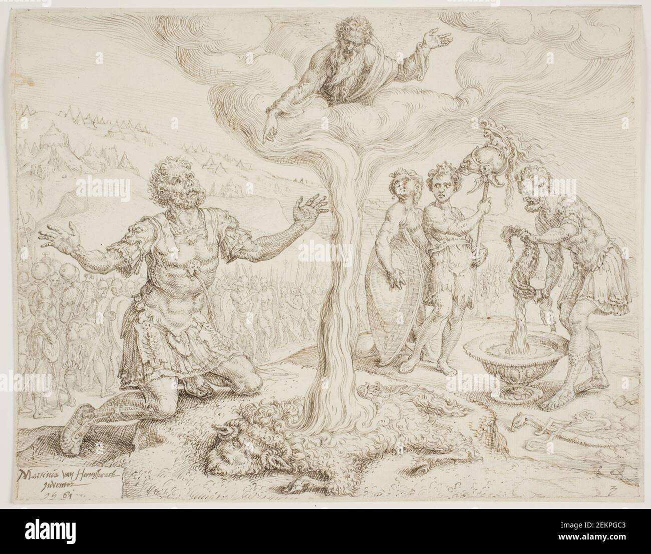 Maarten van Heemskkk (1498-1574), Gideon Knangeler in the been (The Fortainten about the Tau and the Shooter), 1561 Stockfoto