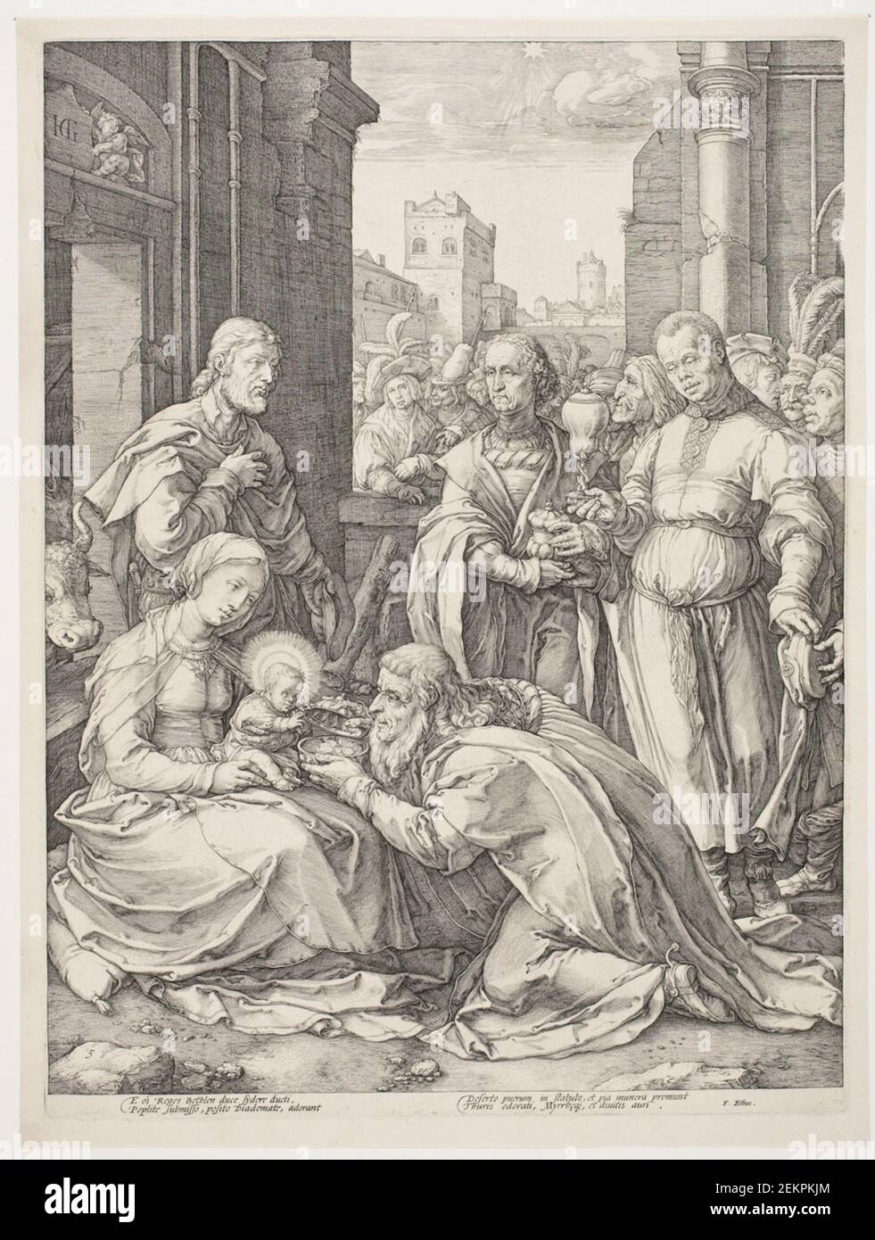 Hendrick Goltzius (1558-1617); Lucas van Leyden (1494-1533), Kings Worship, 1594 Stockfoto