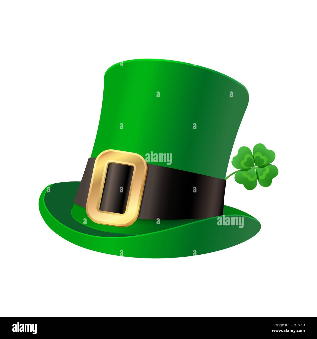 St. Patrick's Hut mit Klee, isoliert auf weiß. Leprechaun Hut. Vektorklipart Stock Vektor