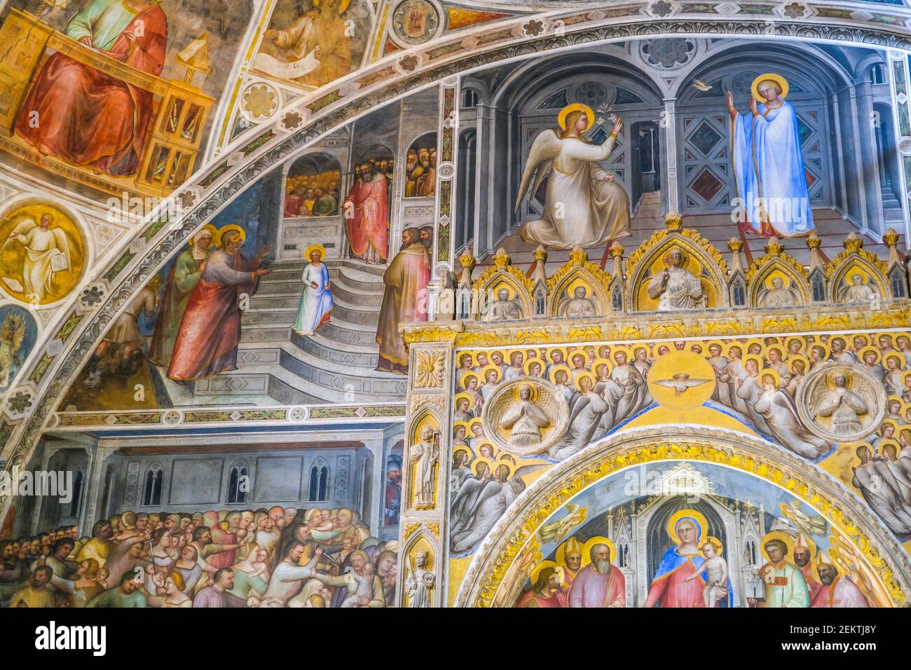 Fresken schmücken die Wände von Battistero Di San Giovanni in Padua Italien Stockfoto