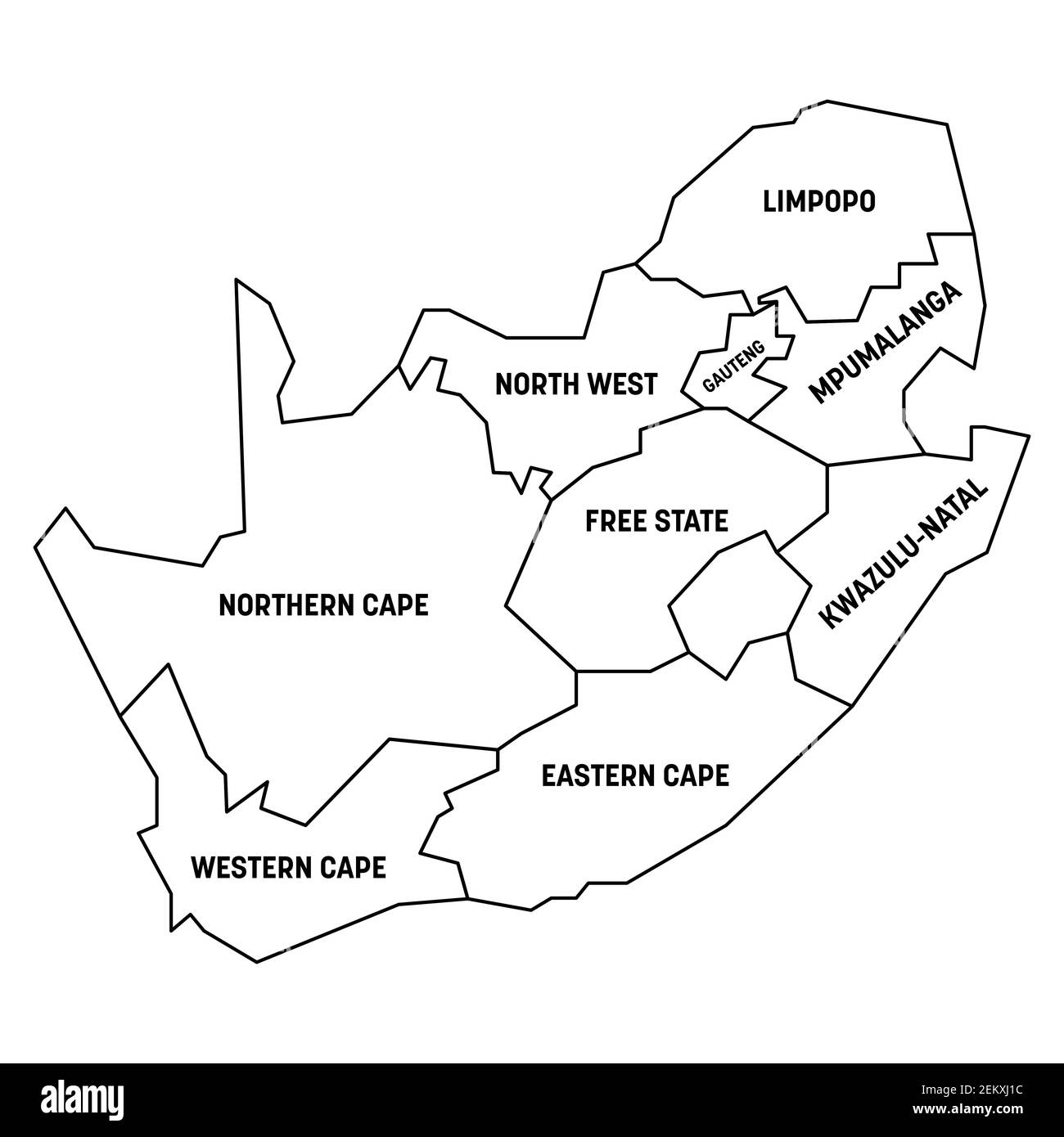 Südafrika - Karte der Provinzen Stock Vektor