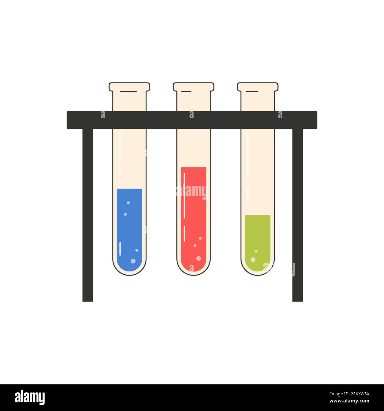Symbol für Reagenzglas für Chemie. Laborelemente. Stock Vektor