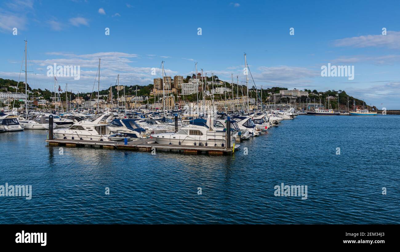 Torquay, Torbay, England, Großbritannien - Juni 04, 2019: Die TORQUAY Marina, von Princess Pier gesehen Stockfoto