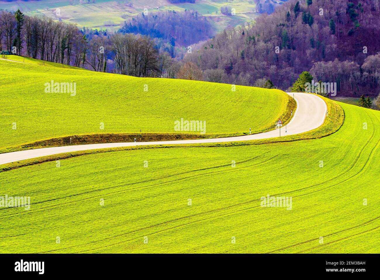 Landschaft im Bezirk Waldenburg im Kanton Basel-Land in der Schweiz. Stockfoto