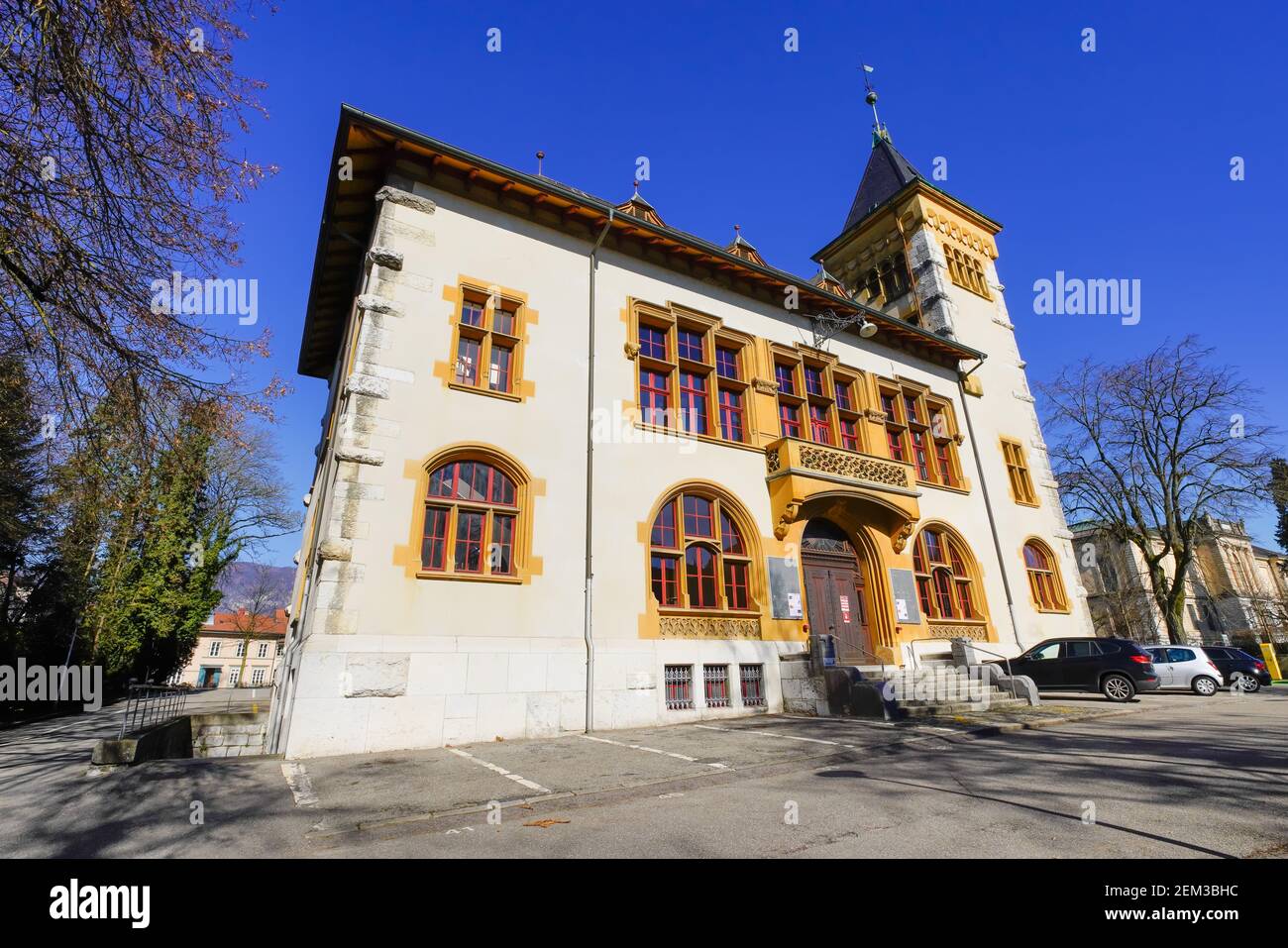 Der Solothurner Konzertsaal wurde im historischen (Historismus-) Architekturstil entworfen und 1900 eröffnet. Das Gebäude wurde vom Schweizer Architekten entworfen Stockfoto