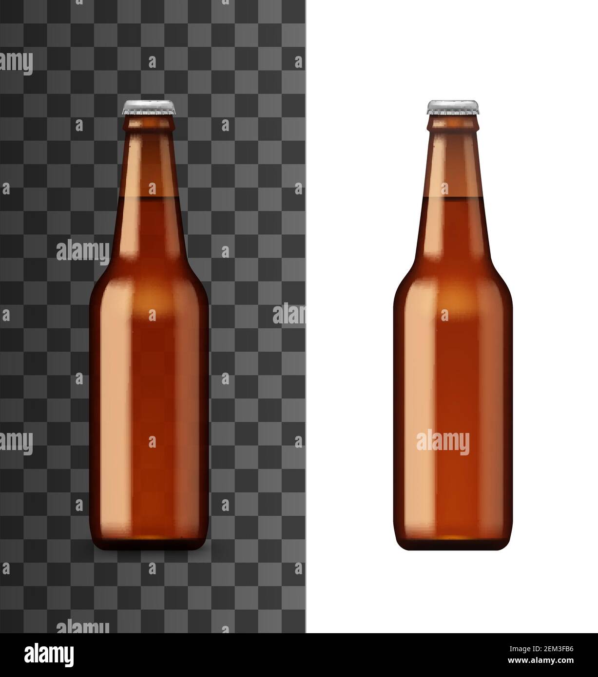 Bierflasche Mockup Schablone, realistisches 3D Alkoholtrinkglas. Vector  isolierte blank braune Flasche mit geschlossenem Deckel, Irish Ale oder  Craft Lagerbier, Alco Stock-Vektorgrafik - Alamy