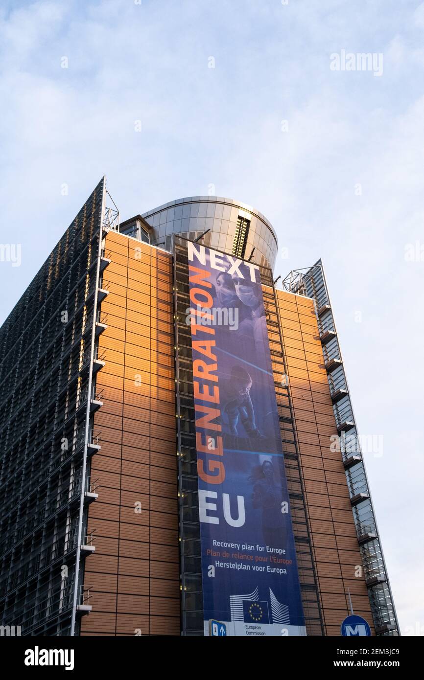 Berlaymont, Sitz der Europäischen Kommission. Le Berlaymont, Belagerung der Europäischen Kommission. Stockfoto