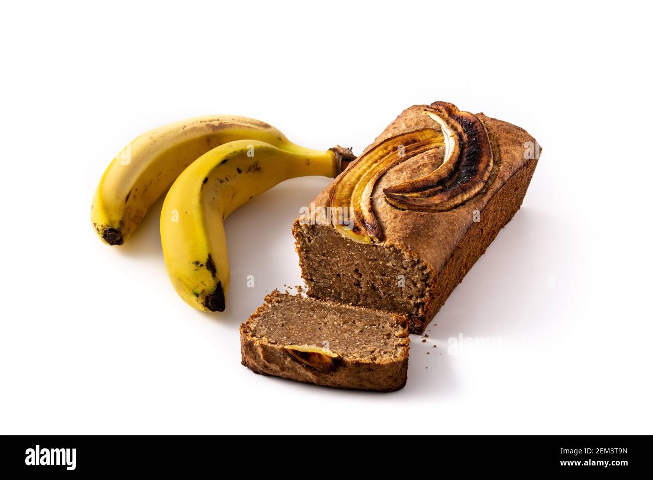 Hausgemachtes Bananenbrot isoliert auf weißem Hintergrund Stockfoto