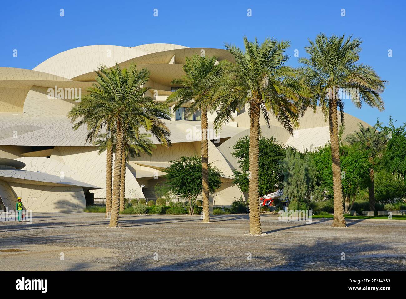 DOHA, Qatar-12 Dez 2019 - Ausblick auf das neue Museum der Qatar Gebäude vom Architekten Jean Nouvel entworfen, als Desert Rose, im Jahr 2019 eröffnet. Stockfoto