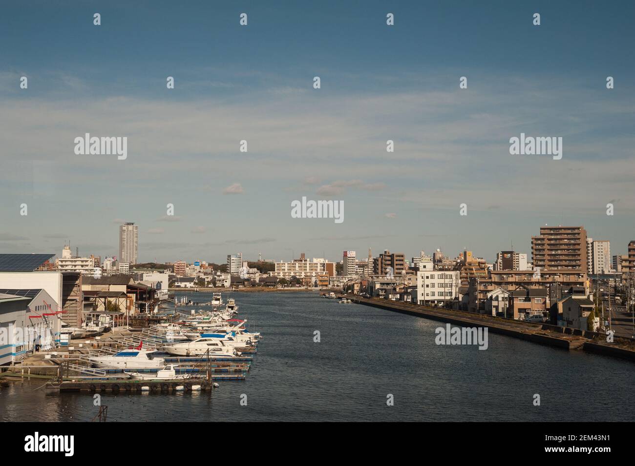 30,12.2017, Nagoya, Aichi, Japan, Asien - Stadtbild der japanischen Metropole mit dem Hori-Fluss. Stockfoto