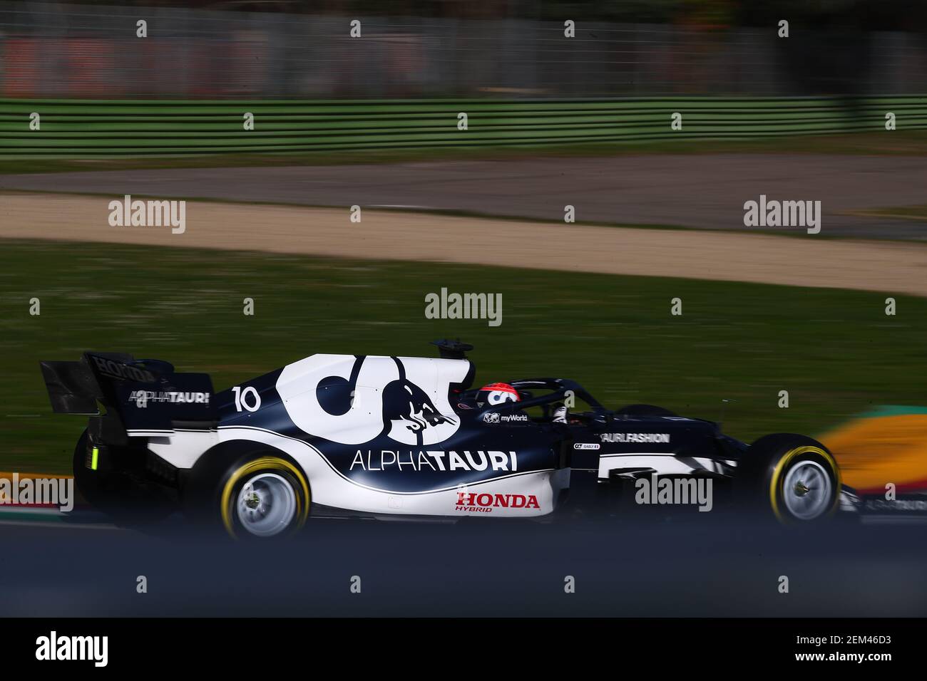 2/24/2021 - #10 Pierre Gasly Alpha Tauri Toro Rosso Honda. Formel 1 Weltmeisterschaft 2021, Shakedown das neue Auto für die Saison 2021 von Alpha Tauri, Imola 24 Februar 2021. (Foto von IPA/Sipa USA) Stockfoto