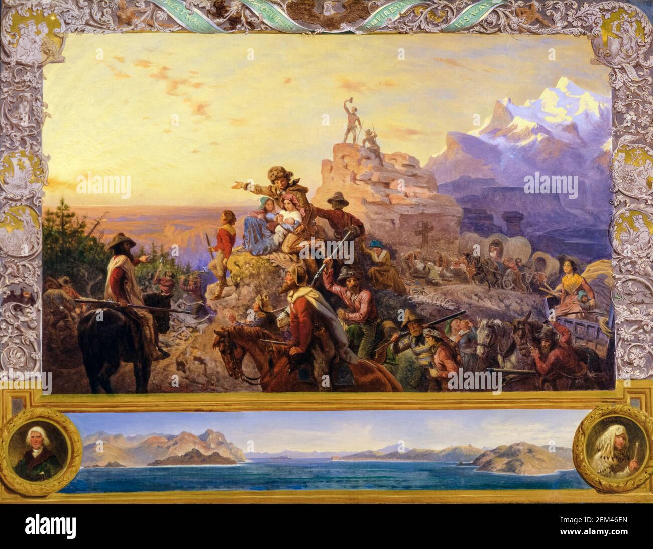 Westwärts nimmt der Verlauf des Imperiums seinen Weg, (Wandmalerei für das US-Kapitol), Gemälde von Emanuel Leutze, 1861 Stockfoto