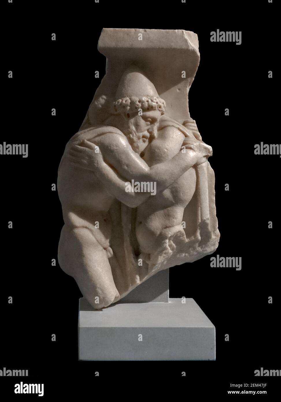 Antike römische Kunst, Ulysses und sein Vater Laerte König von Ithaca Fragment von Marmor Sarkophag, 2nd Jahrhundert. Rom, Museo Barracco Rom Stockfoto