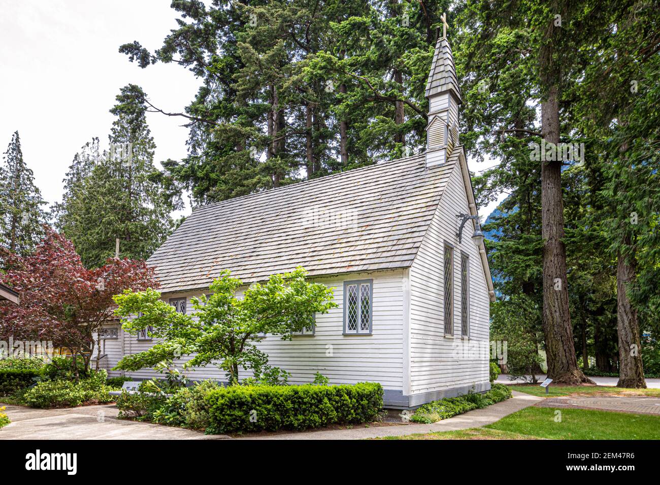 Christ Church National Historic Site in Hope, British Columbia, Kanada - eingeweiht 1861 ist es die älteste Kirche auf dem Festland von British Columbia. Stockfoto