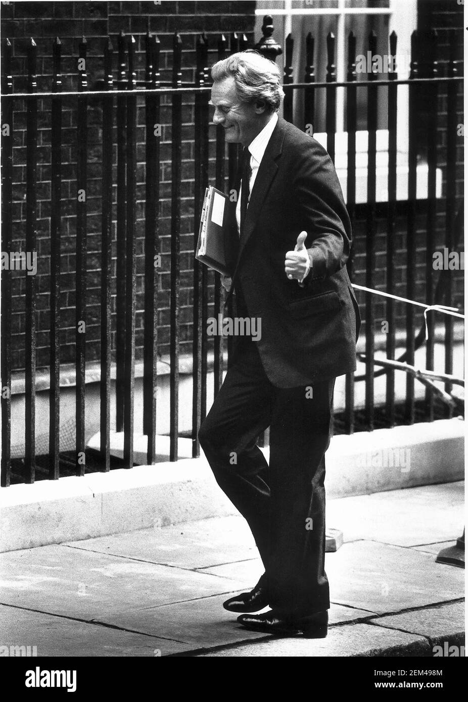 Michael Heseltine in Downinig Street vor Commons Erklärung Stockfoto