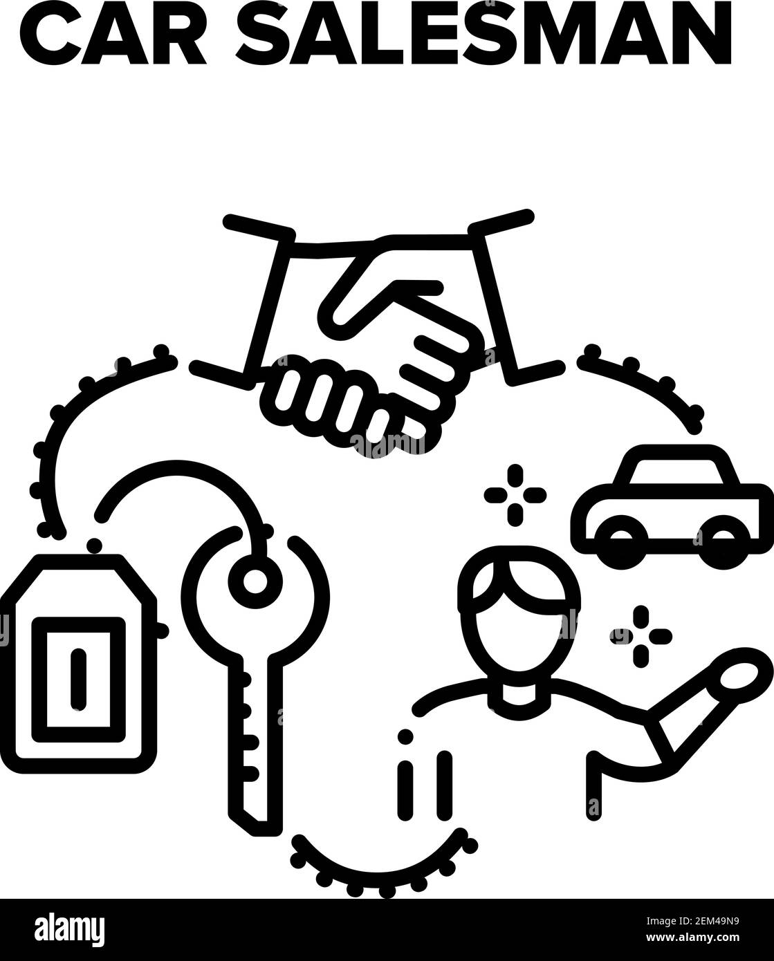 Autoverkäufer Vektor Schwarz Illustrationen Stock Vektor