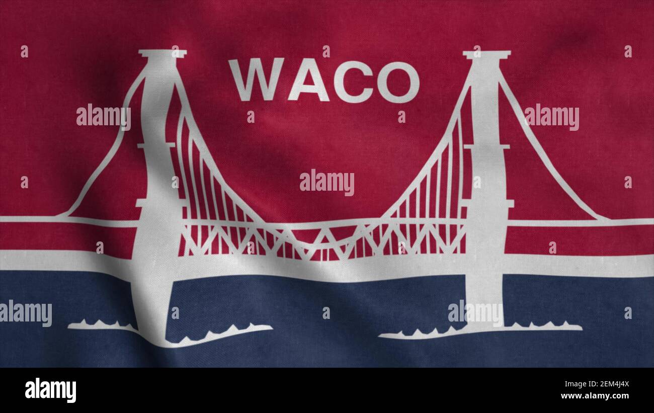 Flagge von Waco, Grafschaft Sitz von Texas, Vereinigte Staaten von Amerika. 3D Abbildung Stockfoto