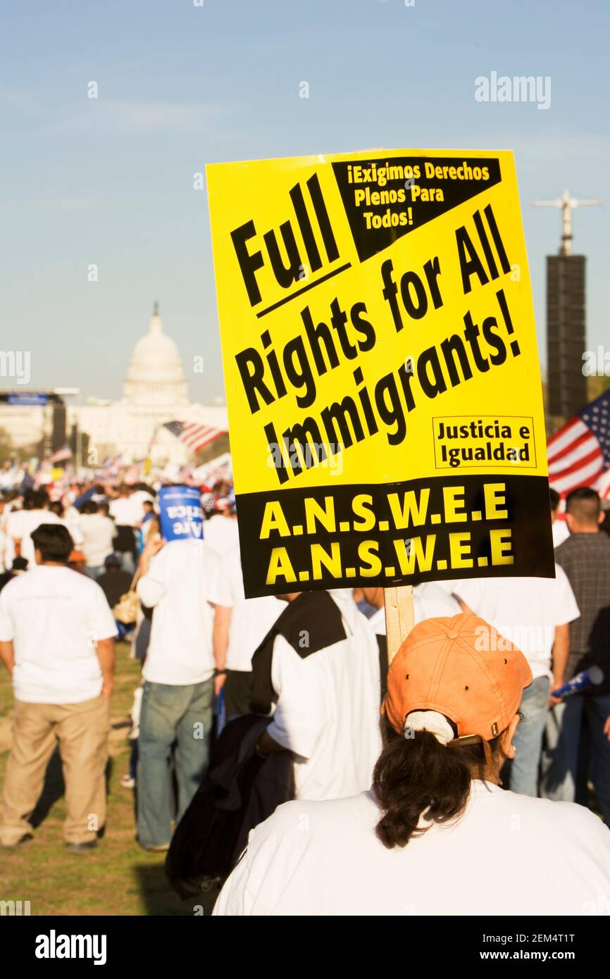 Menschenmenge protestiert für die Rechte von Einwanderern, Washington DC, Washington State, USA Stockfoto