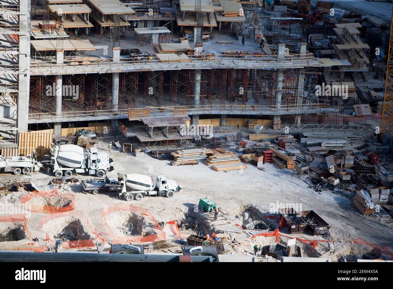 Vogelperspektive Blick auf eine Baustelle Stockfoto