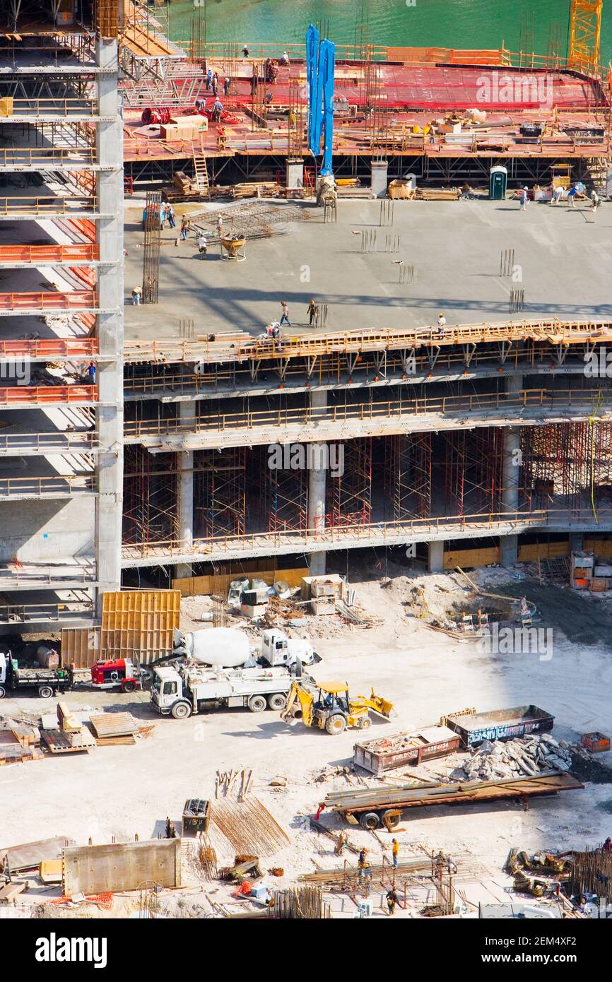 Vogelperspektive Blick auf eine Baustelle Stockfoto