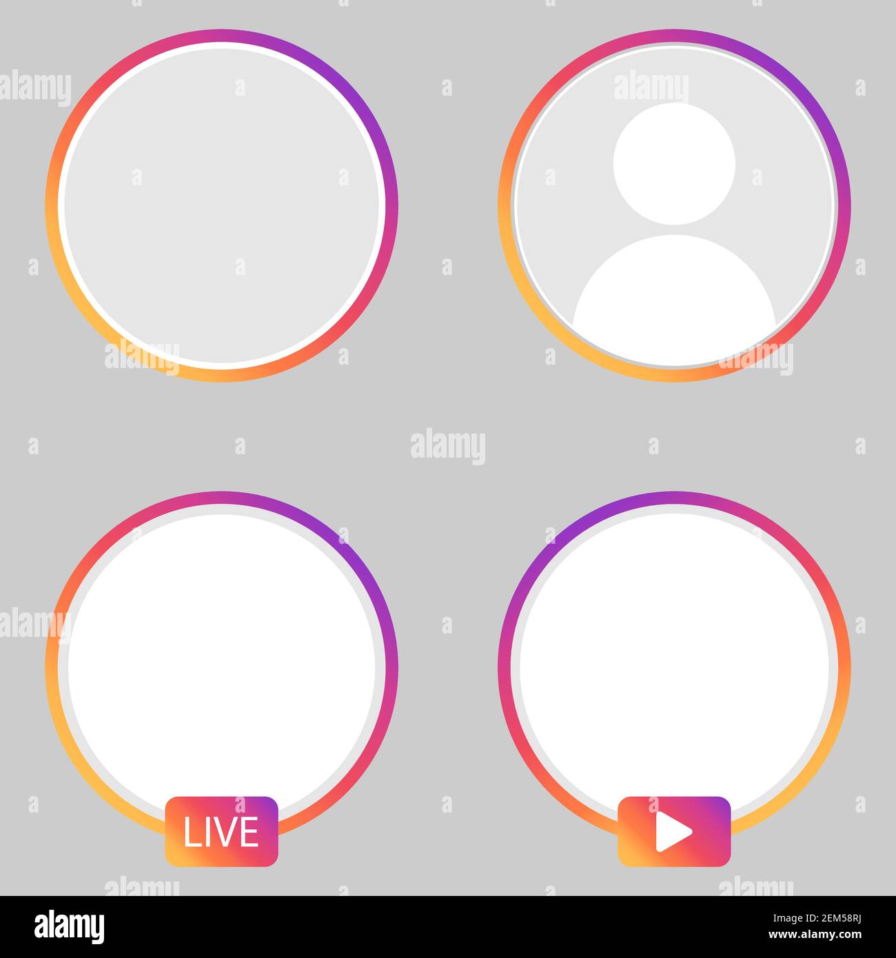 Set von Vektor instagram Geschichten Symbol. Avatar-Frames in sozialen Medien. Mockup Frames Logo, Web, ui, App. Stock Vektor