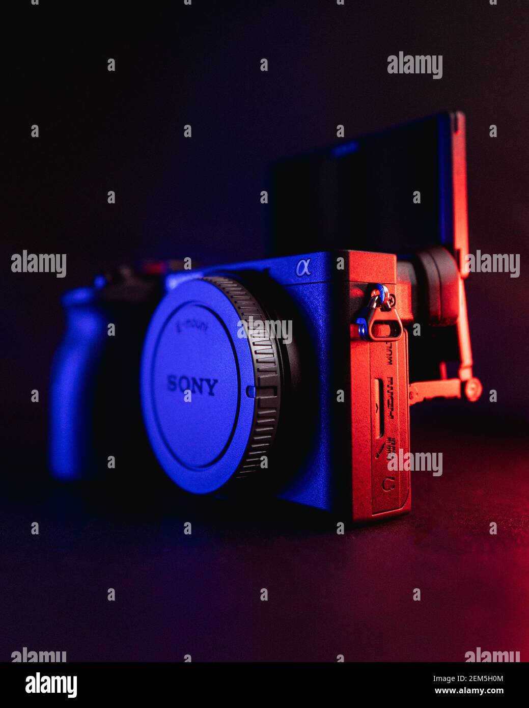 Brandneues Sony A6600 Gehäuse Seitenansicht. Stockfoto