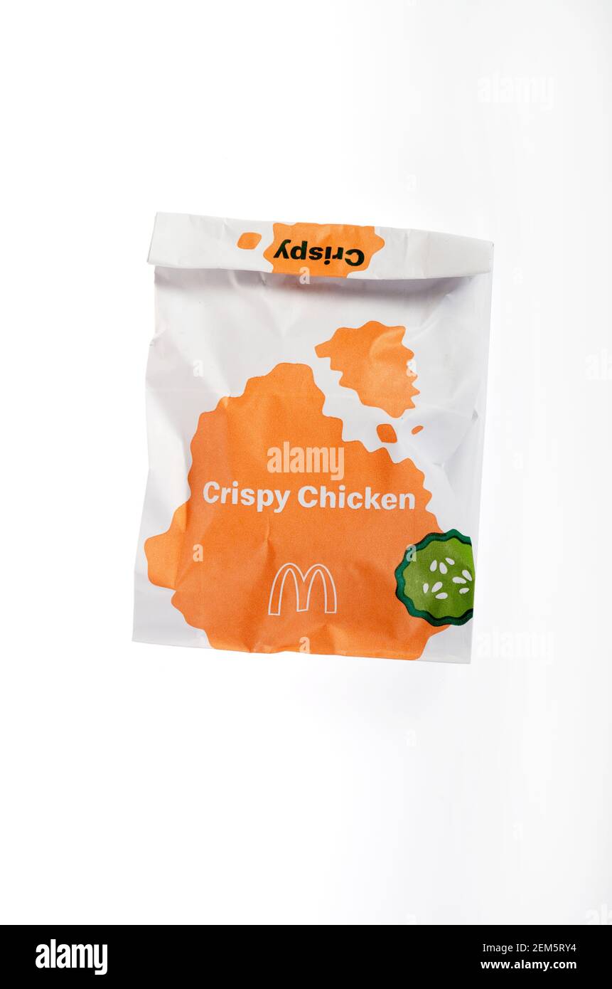 McDonalds neues Crispy Chicken Sandwich in einer Tüte am 24th. Februar 2021 in den USA veröffentlicht Stockfoto