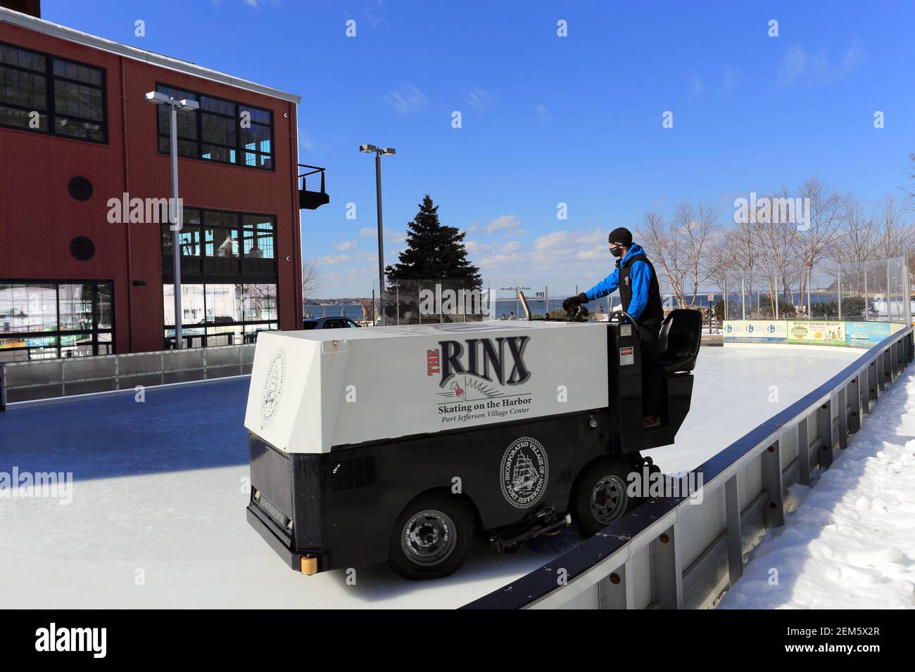 Ice Skating Rink Village von Port Jefferson Long Island Neu York Stockfoto