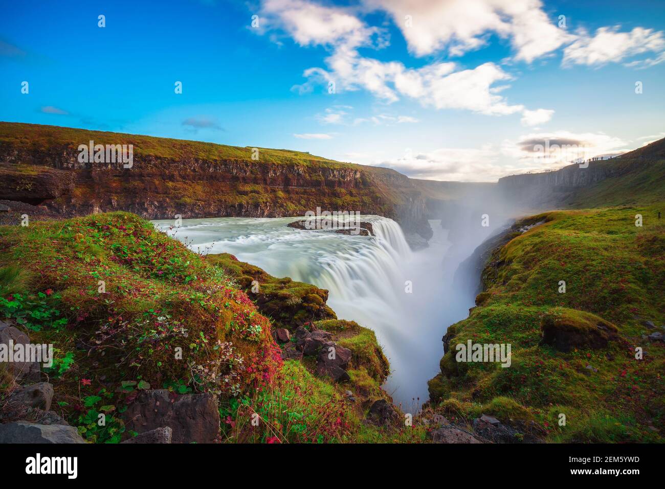 Gullfoss Wasserfall und der Olfusa Fluss im Südwesten Islands Stockfoto