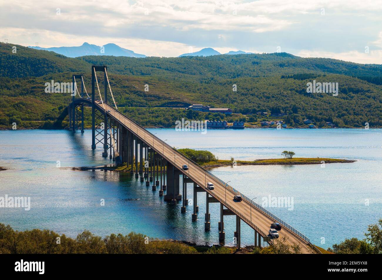 Tjeldsund-Brücke, Norwegen Stockfoto