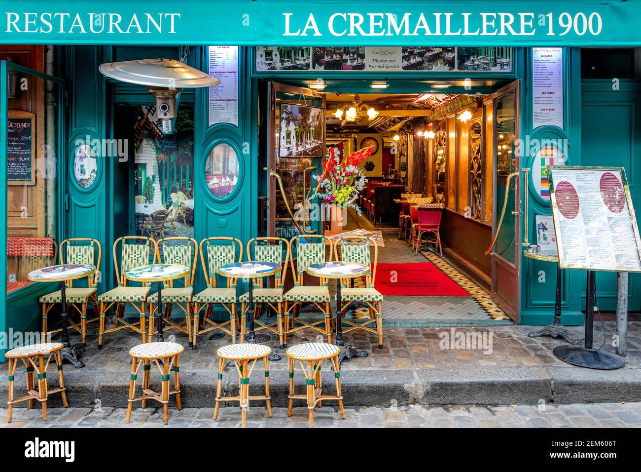 La Cremaillere 1900 Café/Restaurant in Place du Tertre, Montmartre, Paris, Frankreich Stockfoto