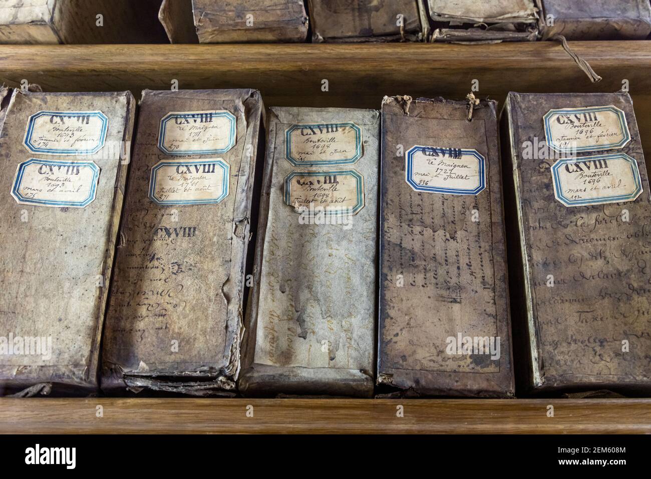 Archive aus dem 17th. Und 18th. Jahrhundert im Hotel de Soubise - Archives Nationales, Marais, Paris, Frankreich Stockfoto