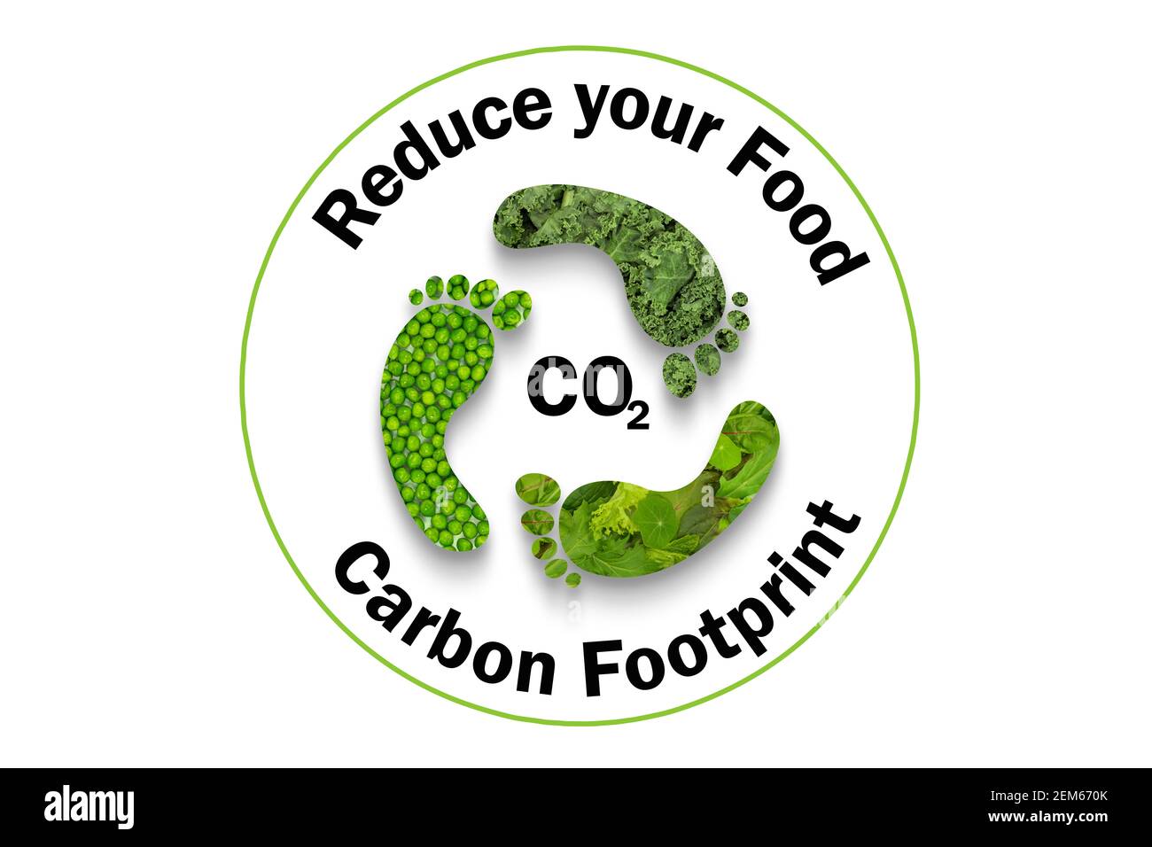 Reduzieren Sie den CO2-Fußabdruck Ihrer Lebensmittel, nachhaltigen und ethischen Konsum Stockfoto