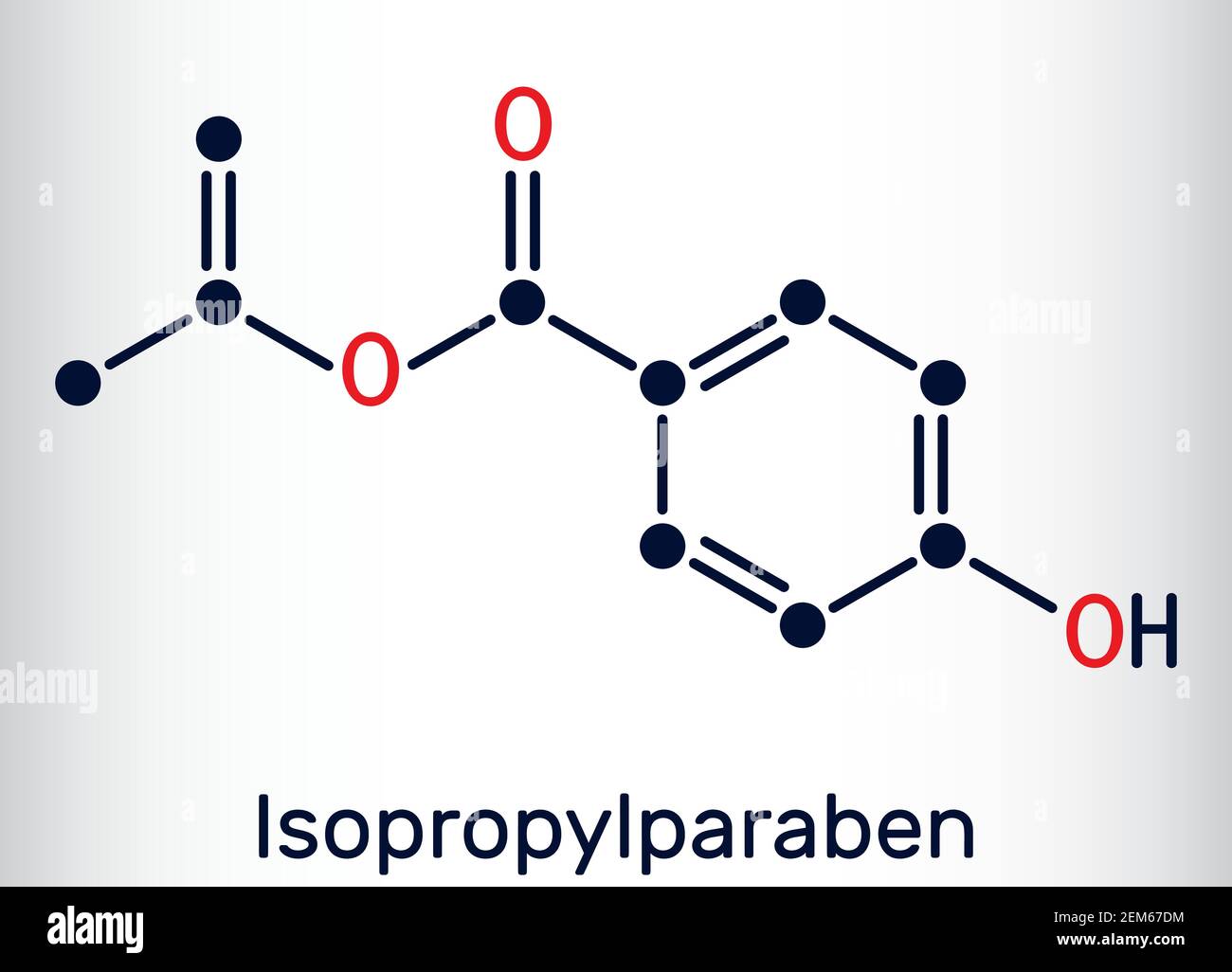Isopropylparaben, Isopropylparaben-Molekül. Es ist Paraben, antimikrobiell, antimykotische Konservierungsmittel. Chemische Formel des Skeletts Stock Vektor