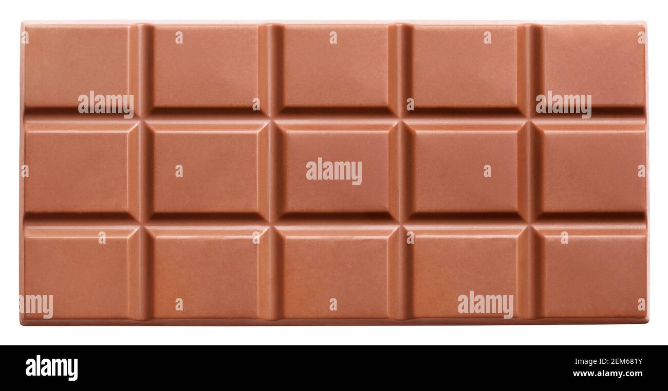 Milchschokolade auf weißem Hintergrund mit Clipping Pfad isoliert Stockfoto