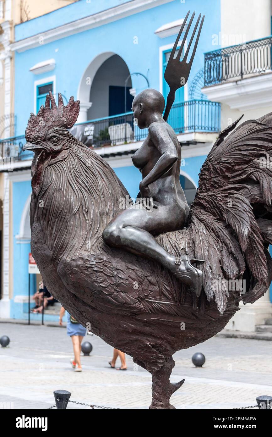 Die Skulptur mit dem Namen 'Viaje Fantastico', Alt-Havanna, Kuba Stockfoto