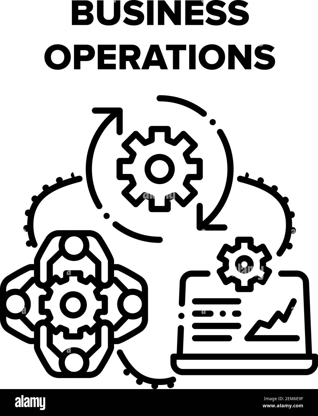 Business Operations Process Vector Schwarze Illustrationen Stock