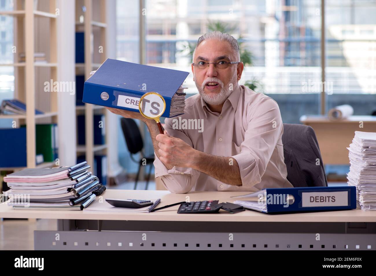 Erfahrener männlicher Buchhalter im Budgetplanungskonzept Stockfoto