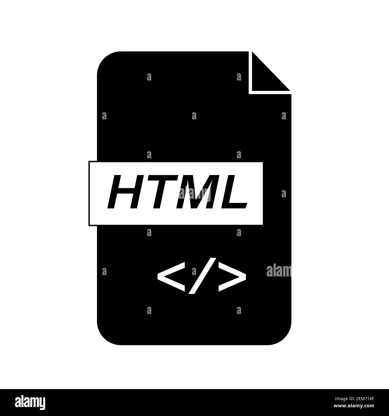 html-Symbol auf weißem Hintergrund. Flacher Stil. html-Codiersymbol. html-Zeichen. Stockfoto