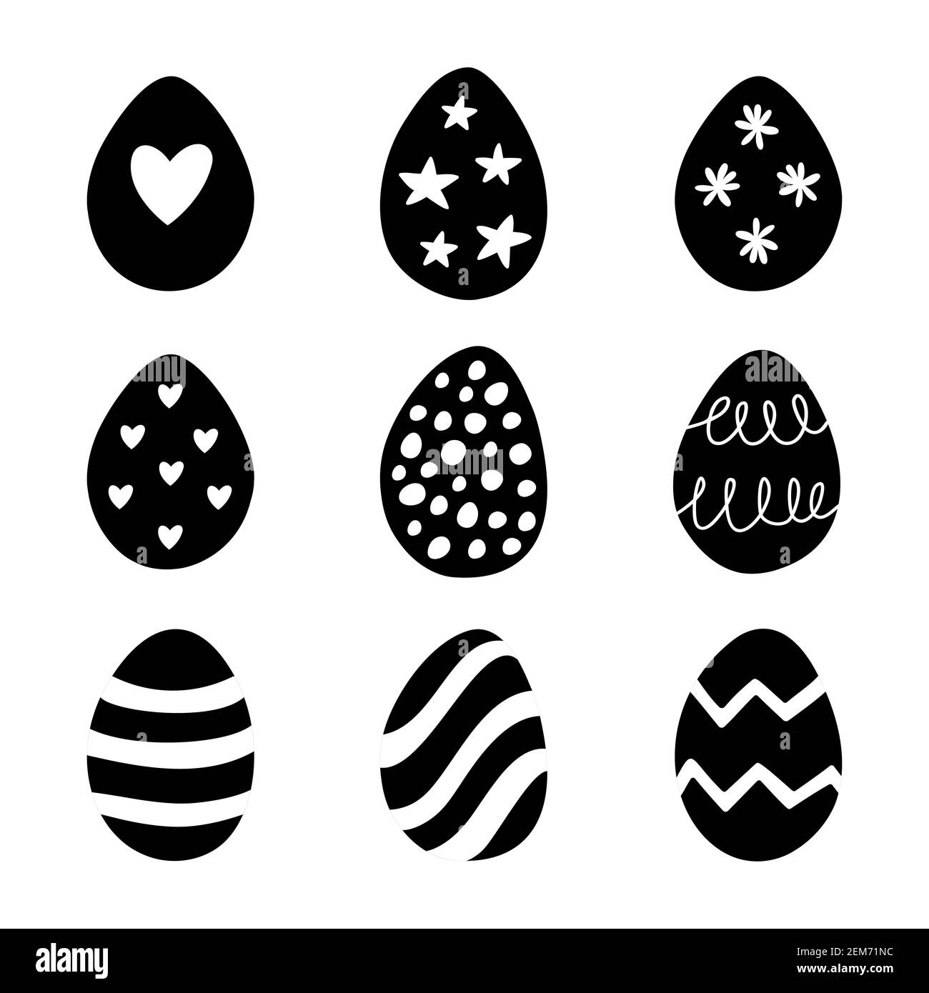 Ostern Set von Doodle Eier Illustrationen isoliert auf einem weißen Hintergrund. Stock Vektor