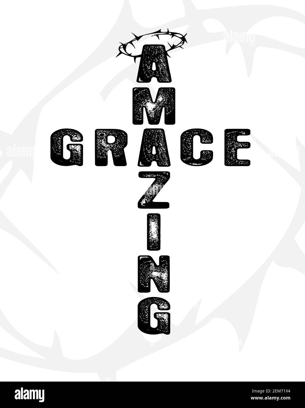 Amazing Grace Cross - Text in Kreuzform. Christentum Zitat für T-Shirt-Design. Bibelbeschriftung oder Typografie Poster. Vektorgrafik Stock Vektor