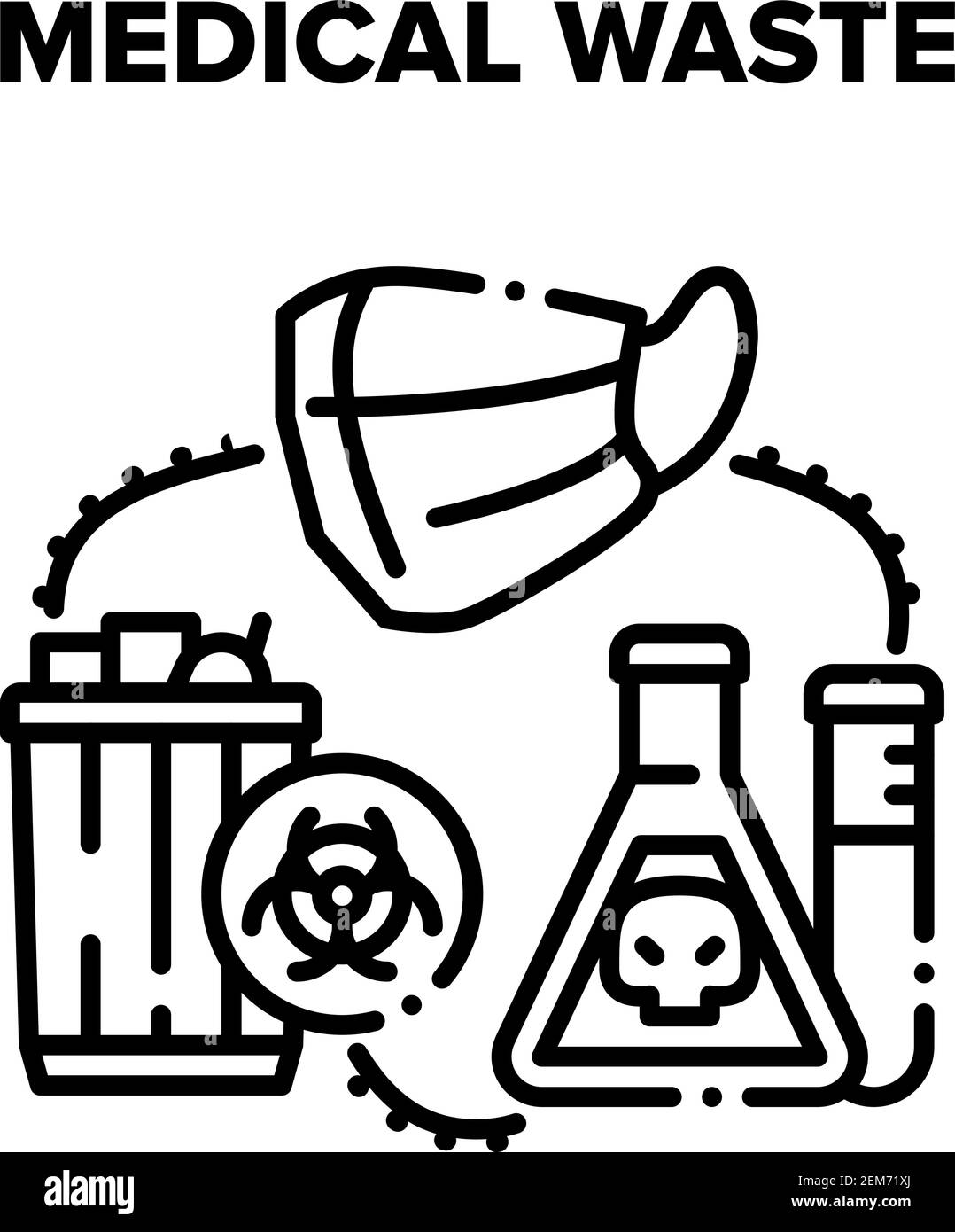 Medizinische Abfälle Vektor Schwarz Illustrationen Stock Vektor