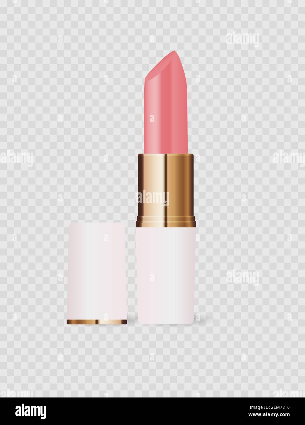 Realistisches 3D hellrosa Lippenstift-Symbol isoliert auf transparentem Hintergrund. Vektorgrafik EPS10 Stock Vektor