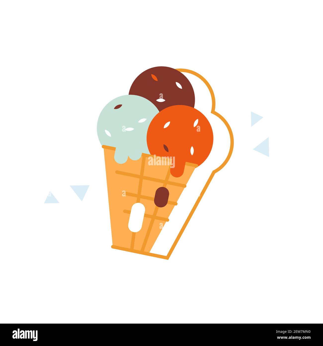 Schmelzen Eis Konus Logo Vektor flach Design. Stock Vektor
